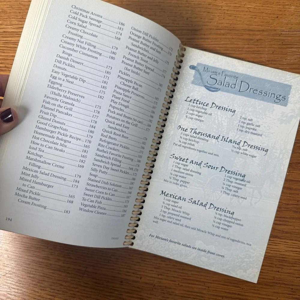 The Wooden Spoon Cookbook Miriam Miller Amish Recipes Spiral Bound 2014 Printing